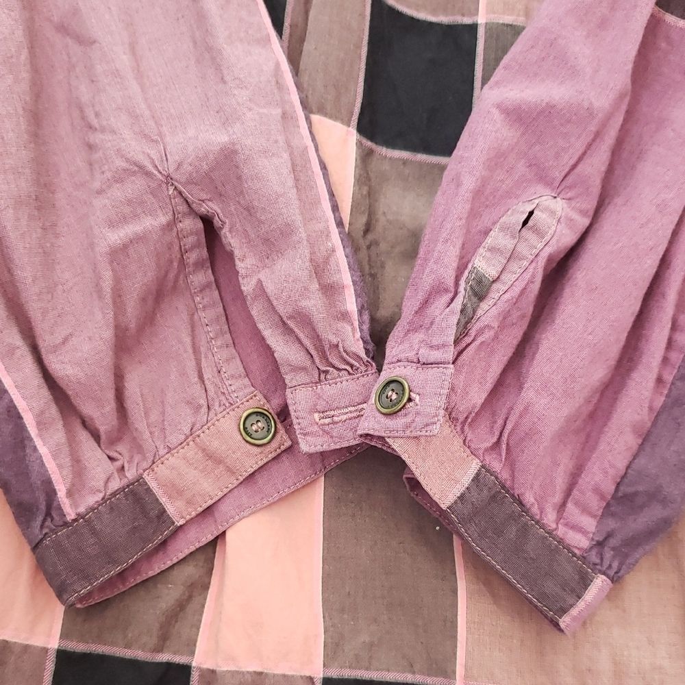 Burberry Nova Check Plaid Tunic Size M Pink Purple Chic Boho Preppy Coastal - Picture 4 of 8